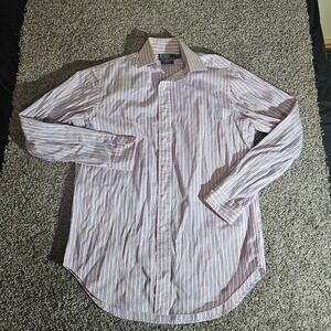 Polo Ralph Lauren Regent Classic Fit Shirt Mens 15.5 32/33 Pink Blue Stripe LS